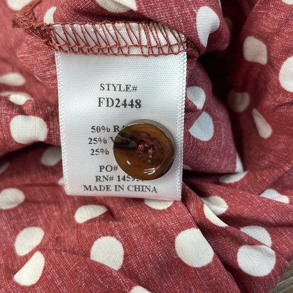 Dress Forum Womens Rust/White Polka Dot Spaghetti Strap Peek a Boo Front Dress S - Picture 5 of 10